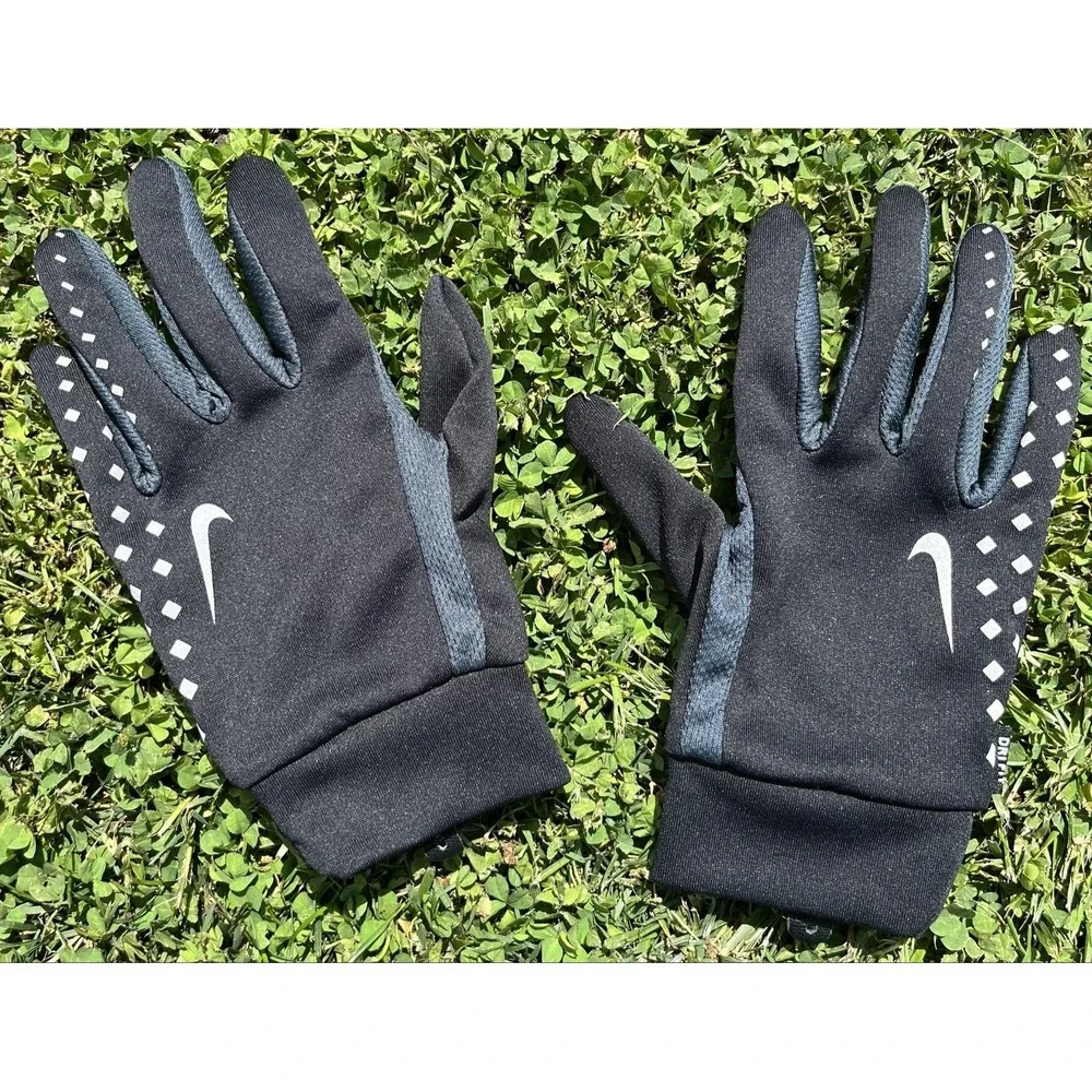 Nike Running Gloves Mens Large Black‎ Dri-FIT Full Finger Training Grip Warm